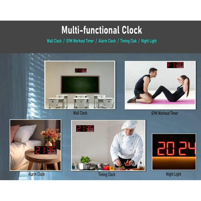 Boyiit 17.3'' Extra Large Home Gym Timer Clock, Programable Workout