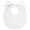 FILET - Elegant White Cotton Pique Bib, Pink Smarmelled Edge,