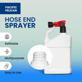 Pacific Pelican Refillable Hose-End Sprayer with 32oz Bottle - Simple ON/Off Feed Wide and Even Spray - Best for Outdoor Plants, car wash and Any Other Liquid Application (Pack of 2)