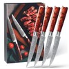 YFWOOD Steak Knives Set of 4, 4.8 Inch Non Serrated