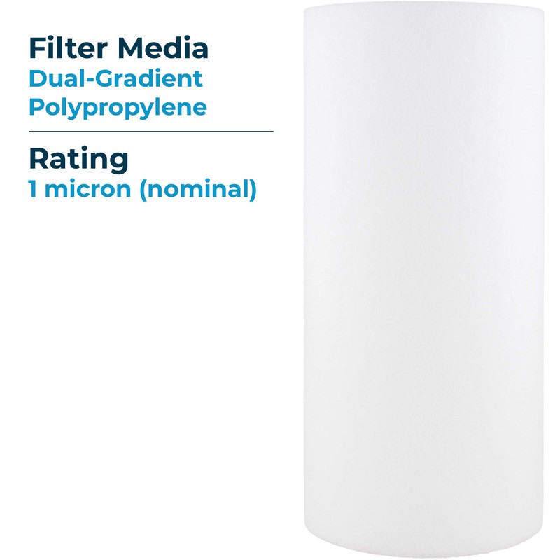 SpiroPure SP-DD-2501-BB 10x4.5 BB 1 Micron Spun Melt-Blown Polypropylene Water