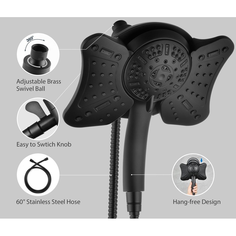 GRICH 2.5GPM Shower Heads with Handheld Spray Combo: High Pressure