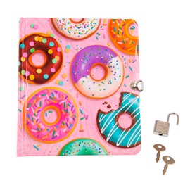 Peaceable Kingdom Donut Diary 6.25" Lock and Key, Lined Page Diary for Kids