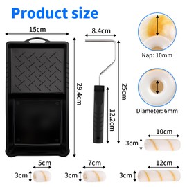 Zosenyer Farbroller Set Lackierwalze,7 Pieces Paint Roller Set,5,7,10,12CM Schaumstoff Lackroller,Lackierwanne X1,Farbroller-Steckbügel X2,Streichen Zubehör für Möbelmalerei und Renovierung