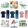 POUKEPRITY Medical Scrubs, Lab Coat, Nursing Set, Unisex, Includes Pockets,