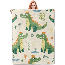 VANZEV Alligator Blanket,Anime Flannel Throw Blankets,Soft Warm Lightweight Cozy Plush Cartoon Throws for Bedroom Sofa Home Decor Gifts for Boys Girls 50"x60"