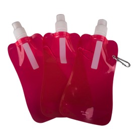 Clever Creations Botellas de agua plegables para deportes, paquete de 3 unidades, a prueba de fugas, para camping y senderismo, capacidad de 480 ml, color rosa