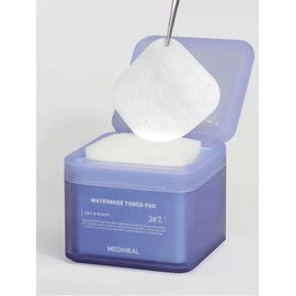 MEDIHEAL Watermide Moisture Pad - Square Cotton Facial Toner Pads with Icelandic Glacial Water - Improve Skin Temperature, Hydrating Toner Pads to Dry, Puffy, Coarse Skin -Vegan Eco Silk Pads,100 Pads