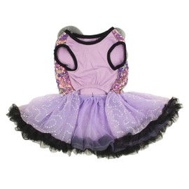 Pawpatu Sparkly Purple Butterfly Dog Costume Dress with Tulle Skirt (Small)
