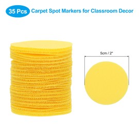 PATIKIL 2" Carpet Spot Markers, 35Pcs Circle Dot Markers Hook and Loop Carpet Spots for Decoration Elementary Preschool Teacher, Yellow