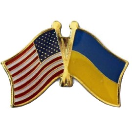 USA American & Ukraine Country Flag Bike Hat Cap lapel Pin