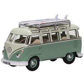 Oxford Diecast 76VWS005 VW T1 Samba Bus/Surfboards Turquoise/Blue White 1:76 Scale Model