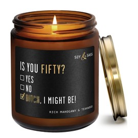 50th Birthday Gifts for Women - 'Is You 50' Soy Candle, w/Champagne on Ice I Funny 50th Birthday Gifts for Her I 1975 Birthday Gifts for Women I 9oz Reusable Jar, 50Hr Burn, Made in USA
