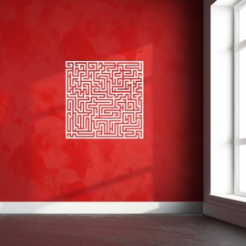 Aurabeam Vinyl Wall Art Decal - Labyrinth - 23" x 23" - Modern Contemporary Maze Design - Trendy Decor for Home Living Room Bedroom Office Workplace Peel Off Vinyl Stickers (23" x 23"; White)