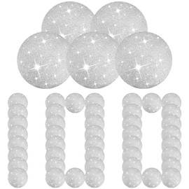 Pasimy 100 Pcs Silver Glitter Paper Place Mats 15 Inch Sparkle Round Disposable Table Mats Silver Sequin Doilies Decorative Placemats for Wedding Banquet Party Home Dining Tableware