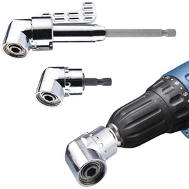 JISRKP Right Angle Drill Attachment, 2PCS, 90 Degree, 1V, Metal, Flexible Angle, Ergonomic Grip, Drill Attachment