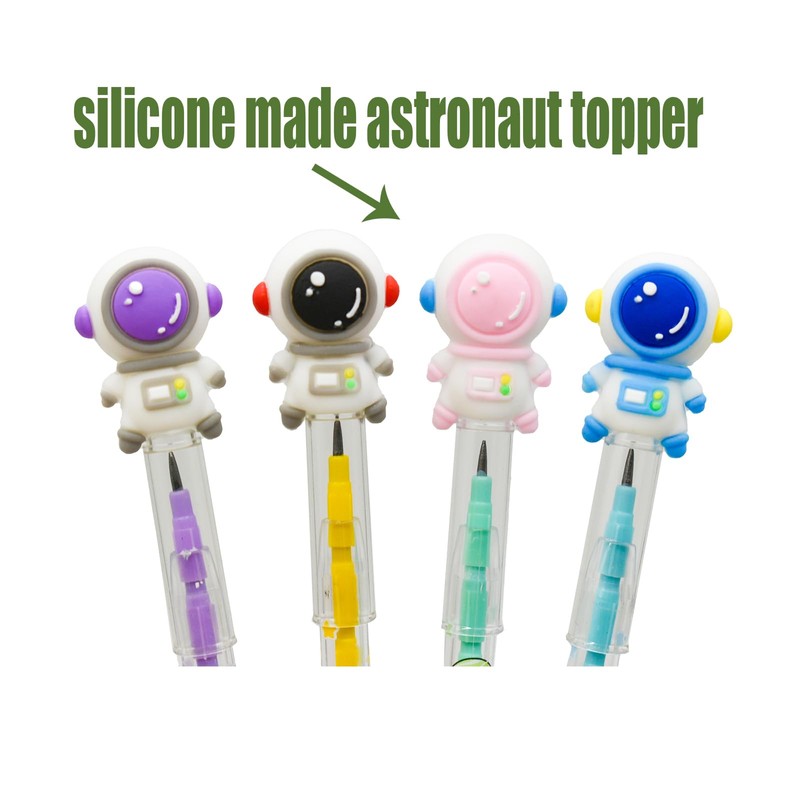 Lopenle 12 Pieces Adorable Astronauts Pencils Novelty Spaceman Stacking Pencils