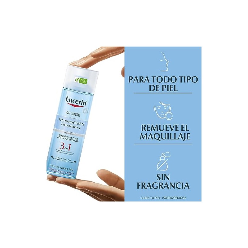 Eucerin DermatoCLEAN Loción Micelar Limpiadora Facial 3x1 Día y Noche