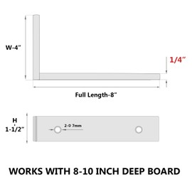 NEODROP 6-Pack 8 Inch Heavy Duty Shelf Brackets, Premium Floating L Bracket for Wall, Kitchen, Mantel Shelves Support | Quarter Inch (1/4") Thick | Black Powder Coated Steel