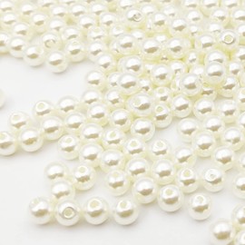 Pearls Beads, 1450 Pcs Round Loose Art Beads, 6mm White Pearls, Luster Glossy Polished Pearl Beads for DIY Art Craft Jewellery Making Decorations Beads Pearls
