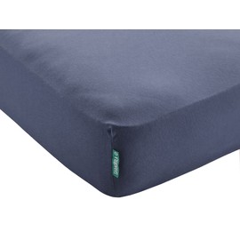 Berlin Fitted Sheet W x L + H 140 x 200 + 30 cm Dark Blue Microsatin Skin-Friendly for Box Spring Beds Mattresses up to 30 cm Height, 202092