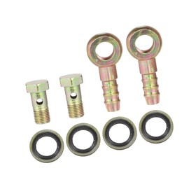 REPAIROCK Banjo Bolt M10x1 10mm Banjo Hose Barb Bolt Fittings Brake Line Fitting Adapter with Copper Washers for Motorcycle Car (Set of 2) Auto Replacement Parts