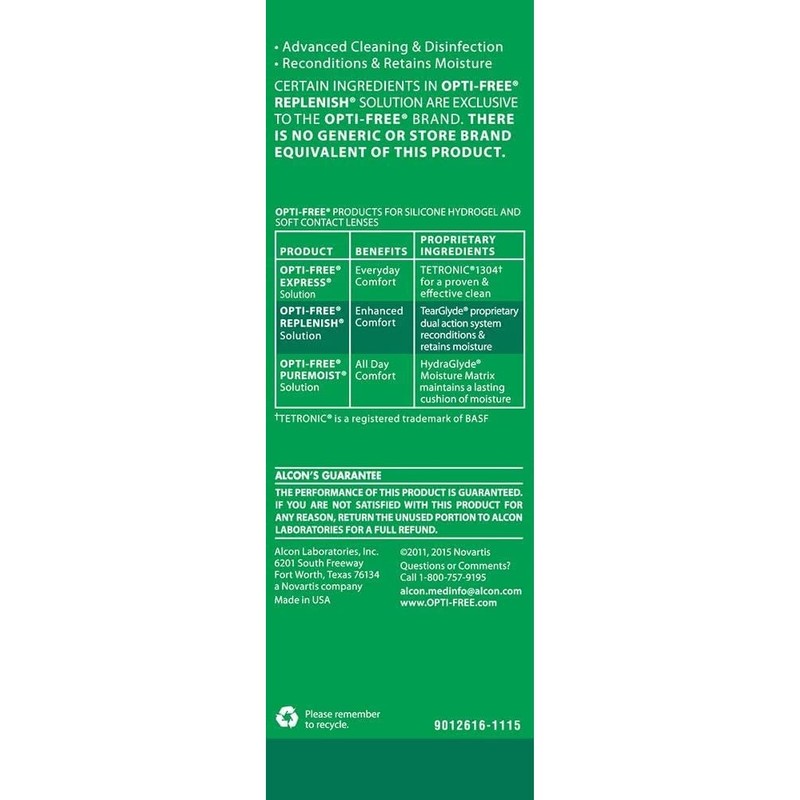 Opti-Free replenish solution for contact lenses 4 Fl oz