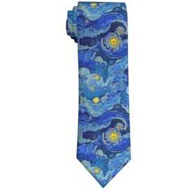 DORKEIXIA Van Gogh The Starry Night Painting Blue Night Sky Men'S Novelty Tie Necktie Neckties For Mens Wedding Party Work Casual Holiday Party Gifts