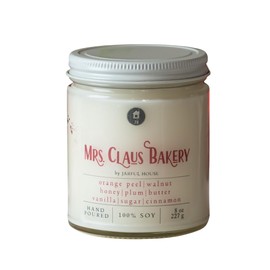 Mrs. Claus Bakery Scented Candle Gift for Mom | Long Lasting Christmas Soy Candle Walnut + Honey + Orange + Cinnamon 8 oz. Stocking Stuffer
