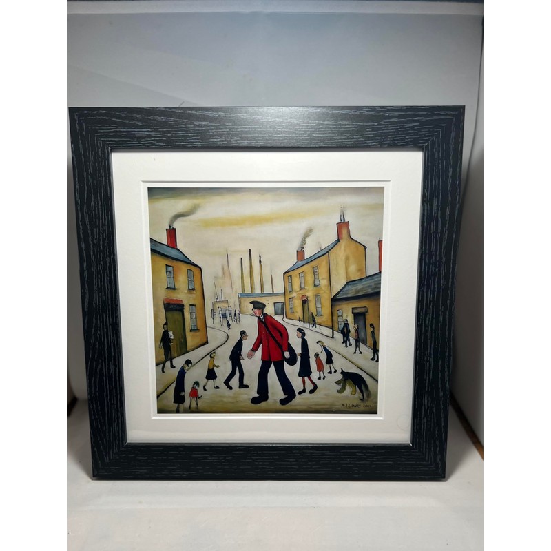 Greetingles Lowry-Style 12"/31cm Square Framed Print. Beautiful Black Ash Frame
