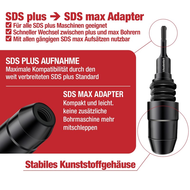 SCHWABENBACH ® SDS Plus to SDS Max Adapter - Adapter