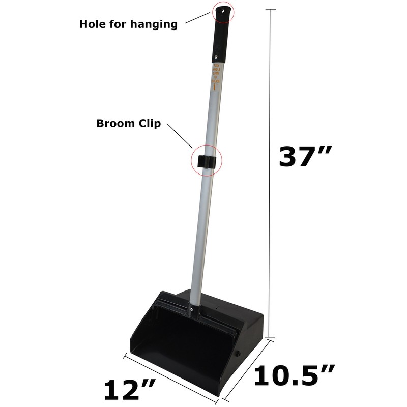 Janico 1085 Commercial Lobby Dustpan Upright, Aluminum Handle, 37” Length,