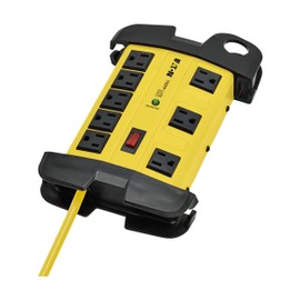 Tripp Lite Eaton TLM812SA Heavy Duty Power Strip with Surge Protection, 8 Outlets, 1500 Joules, Yellow Metal Housing, 12ft Cord, Keyhole Mounting Slots, Cord Wrap, Industrial Garage Work Shop Bench