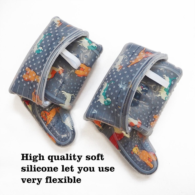 OvenMitts set of2 with clearSilicone shell Nicedog printing cotton lining(Gray)
