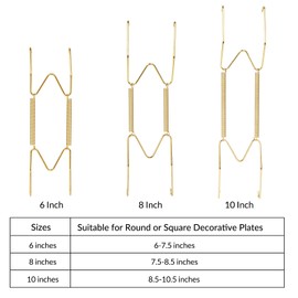 Jinzory 12 Pack Invisible Plate Hangers, 6 8 10 Inch Brass Wall Plate Hangers Holders with 16 Pack Wall Hooks, Compatible for 6 to 10.5 Inch Decorative Plates and Arts