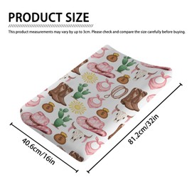 Baby Western Cowgirl Cowboy Changing Pad Covers for Boy Girl 32''x16'' Desert Cowboy Hat Boot Sun Cactus Fitted Diaper Changing Table Pad Sheets Soft Breathable Baby Change Table Mats