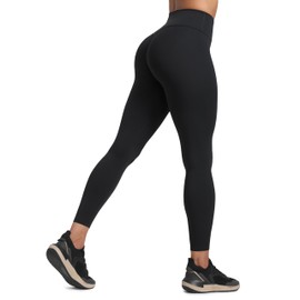 CRZ YOGA Secretsculpt Butterlift Workout Leggings 25" - No Front Seam High Waisted Womens Yoga Pants Booty Scrunch Butt Black Large