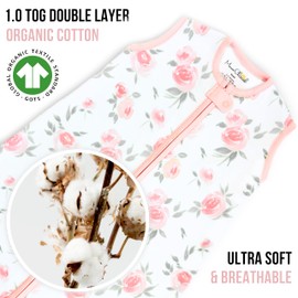 Baby Sleep Sack 1.0 TOG, Organic Cotton Baby Wearable Blanket with Two-Way Zipper, Swaddle Transition Baby Sleeping Bag, All-Season Sleep Sack for Newborn Infant Toddler Boy Girl, 2-Pack, 0-6 Month