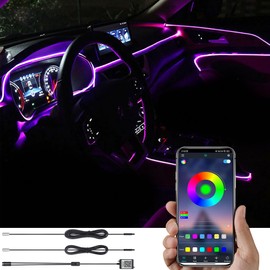 TABEN Car Interior Ambient Lighting Kits USB 3 Metre Fibre Optic RGB Multicoloured 16 Million Colours Music Sync Rhythm Sound Active Function and Wireless Bluetooth App Control 12 V