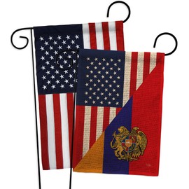 Armenian Flag US Armenia Friendship Flags Pack Regional Outdoor American Alliance World Country Particular Area Applique Home Decor Wall Art Garden Banner Small Yard Gift, Made in USA