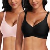 DOCUMO 2 Packs Wireless Bras for Women No Underwire Seamless