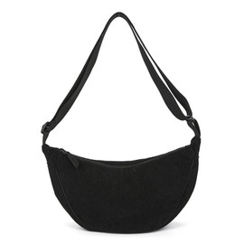 Amexo Cord Crossbody Bag Women's Crescent Moon Shoulder Bag with Shoulder Strap Adjustable Retro Dumpling Bum Bag for Shopping, Dating, Travel and Work, black