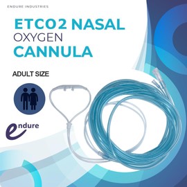 Endure ETCO2 Nasal Sampling Cannula, Split Prong, Adult 14 Ft CO2 Cannulas, Standard Connector, Pack of 5 (Female Connector)