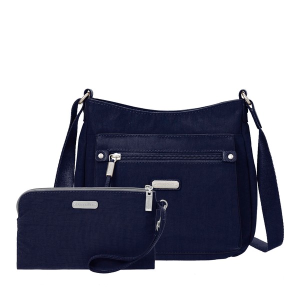 Baggallini Uptown Bagg with Rfid Phone Wristlet, Navy
