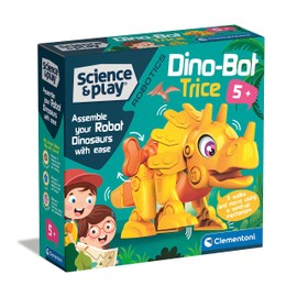 Clementoni 75074 Science & Play Dino Bot Triceratops: Educational Dinosaur Building Set for Preschoolers (5+Years), Orange