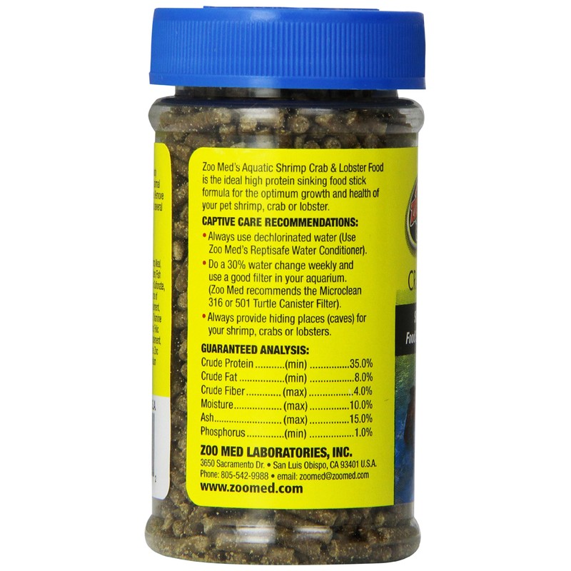 Zoo Med Laboratories SZMZM18 Aquatic Shrimp Crab Lobster Food, 2.5-Ounce