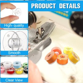 VZUHSW Plastic Bobbins, 16 Pieces Sewing Machine Bobbins, Bobbins Sewing Machine Bottom Thread Spools Plastic for Common / Spool Sewing Machine, Transparent Plastic Sewing Spool, Transparent