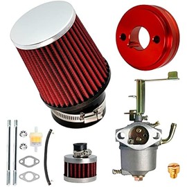 Performance Carburetor Carb Air Filter Adapter Kit for FPR GMB100 Coleman CT100U CC100X 98cc, Predator 79cc 3HP Engine, Massimo MB100 79cc Mini Bike, SK100 CK100 Go Kart, Red