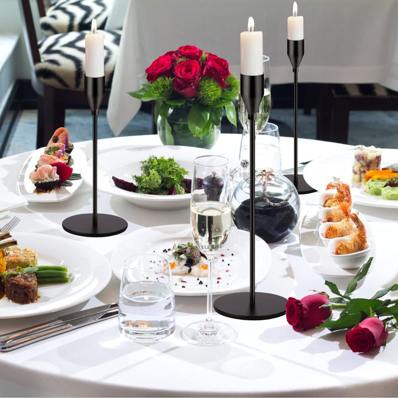 Oatnauxil Matte Black Candle Holders Black Candlestick Holders Metal Candle