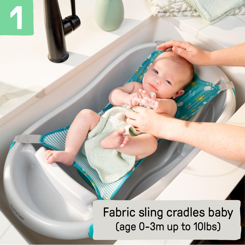 Ingenuity Comfy Clean Deluxe Newborn to Toddler Baby Bathtub, 3-in-1